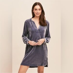 Anthropologie Melody Long Sleeve Velvet Tunic Dress Small Periwinkle EUC
